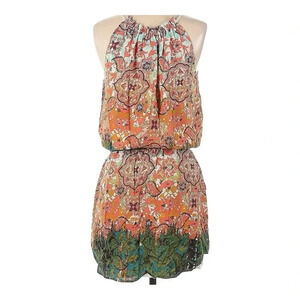 💚 WANDERLUX Evert 100% Rayon Multi Color Green Casual Dress NWT Small